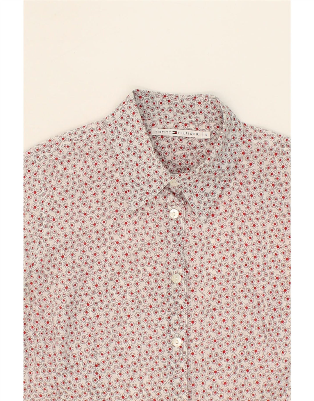 TOMMY HILFIGER Womens Shirt US 6 Medium Pink Floral Cotton Vintage Tommy Hilfiger and Second-Hand Tommy Hilfiger from Messina Hembry 