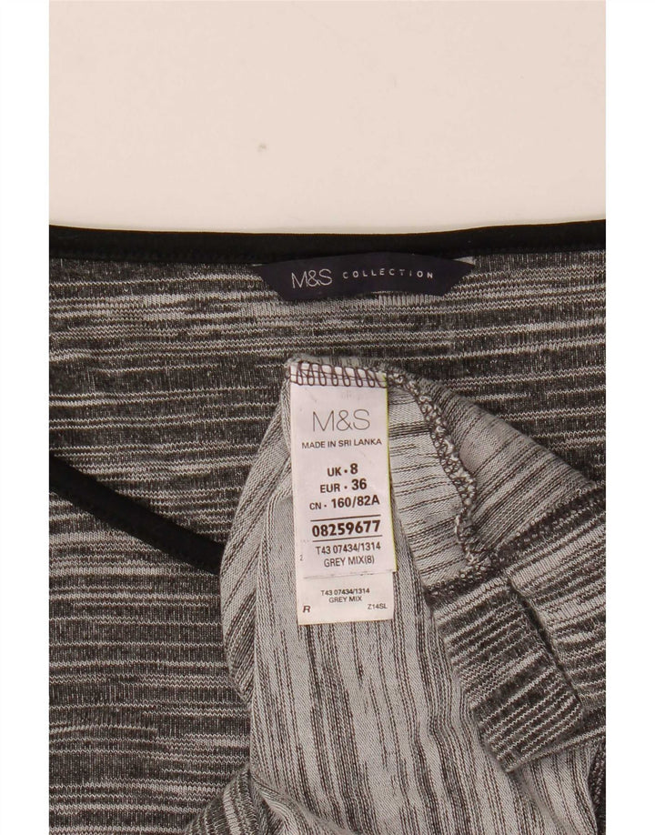 Top feminino Marks & Spencer manga 3/4 Reino Unido 8 viscose manchada cinza pequena