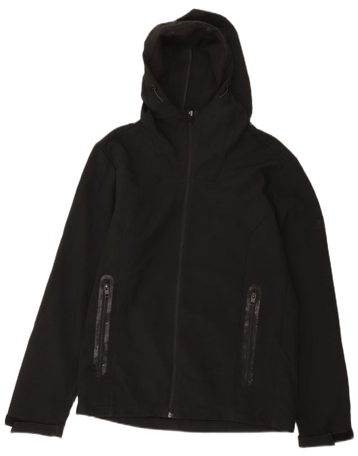 Jaqueta corta-vento masculina Jack & Jones com capuz Reino Unido 38 poliéster preto médio