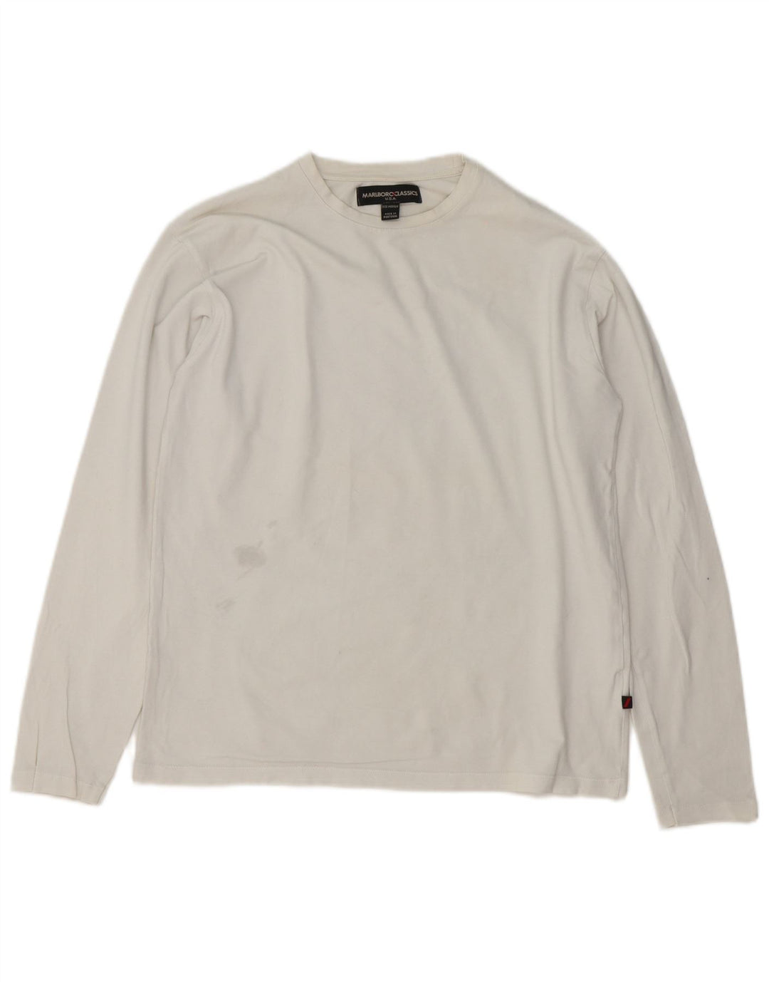Marlboro Classics Mens Top Manga Longa Médio Algodão Branco