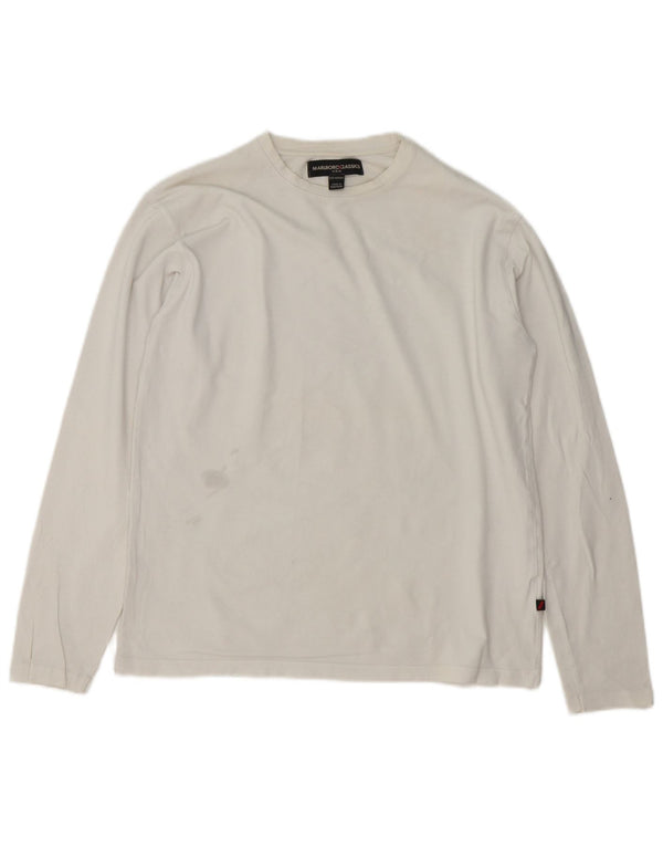 Marlboro Classics Mens Top Manga Longa Médio Algodão Branco