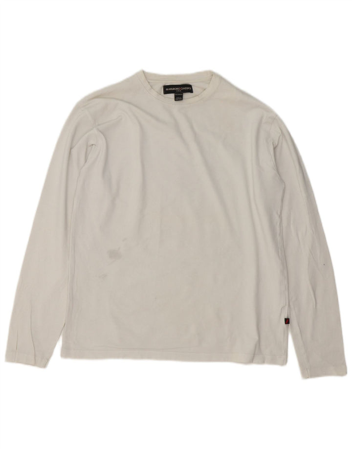 Marlboro Classics Mens Top Manga Longa Médio Algodão Branco