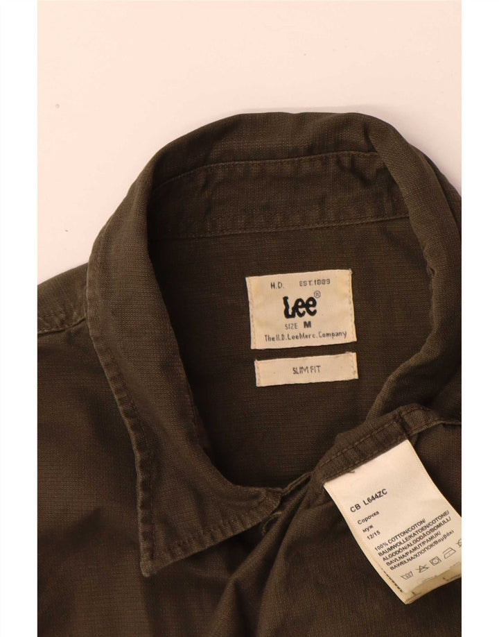 Camisa masculina Lee Slim Fit de algodão cáqui médio