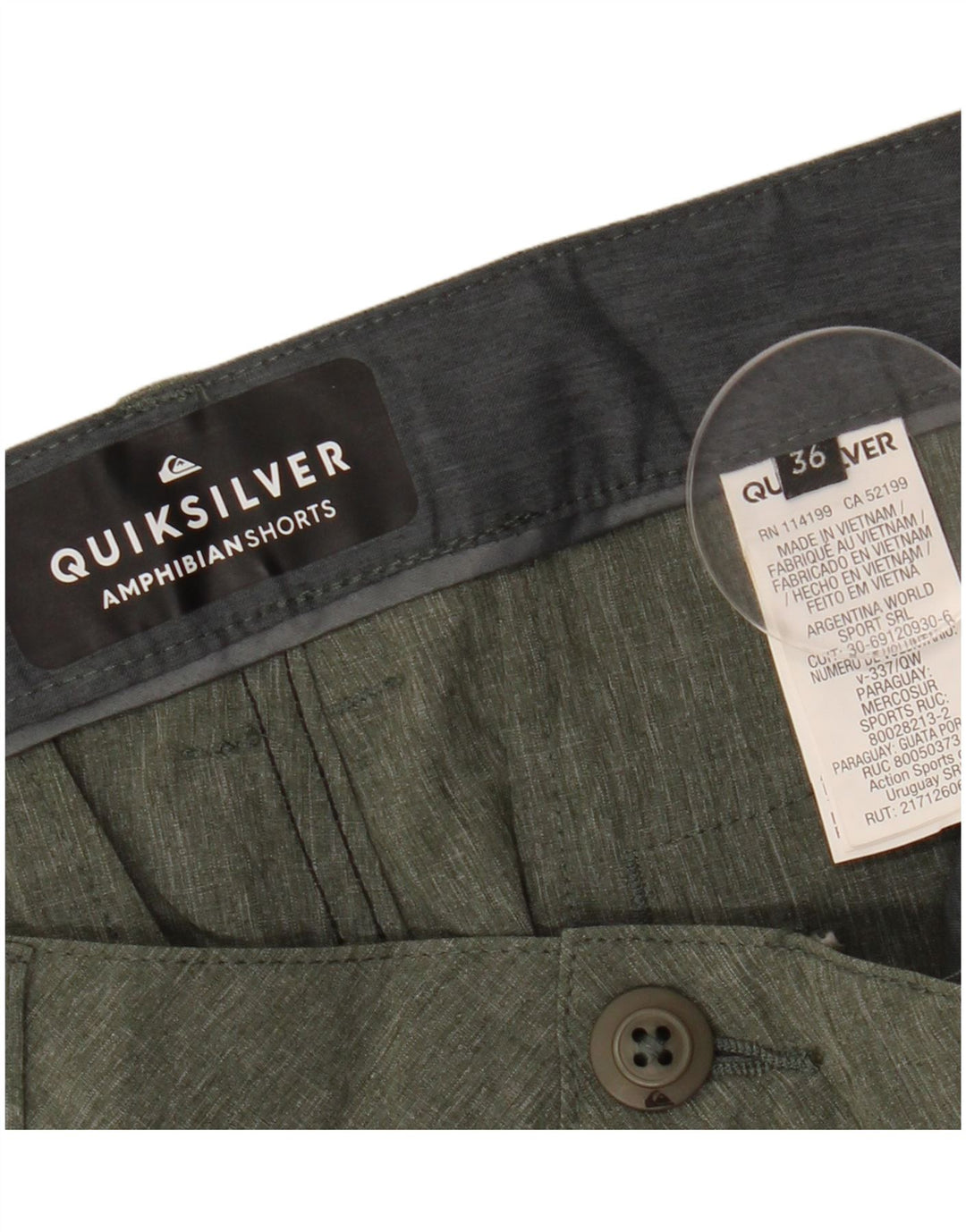 Shorts Chino Masculino QUIKSILVER W36 Grande Poliéster Cáqui