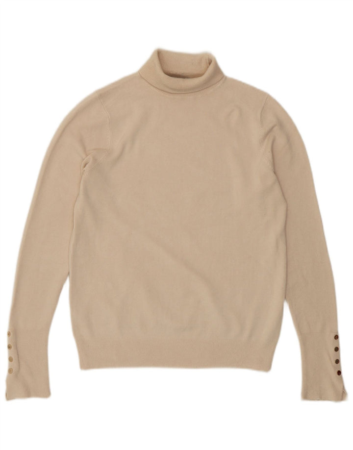 Suéter feminino Zara com gola redonda e viscose branca média UK 12
