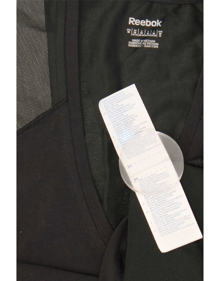 Reebok Womens Vest Top UK 12/14 Médio Preto Colorblock Algodão