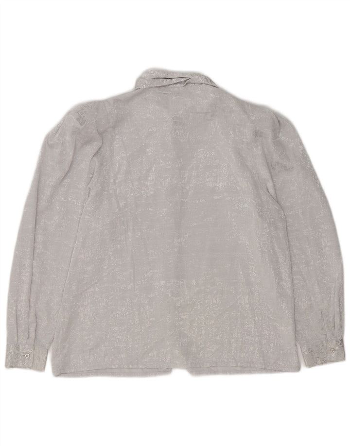 Blusa feminina YESSICA com gravata frontal UE 42 poliéster cinza grande