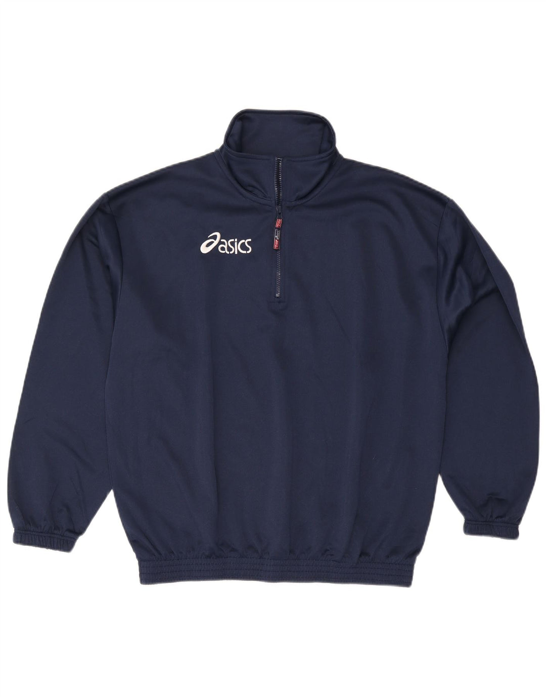 Suéter masculino Asics com zíper e gola grande azul marinho poliéster