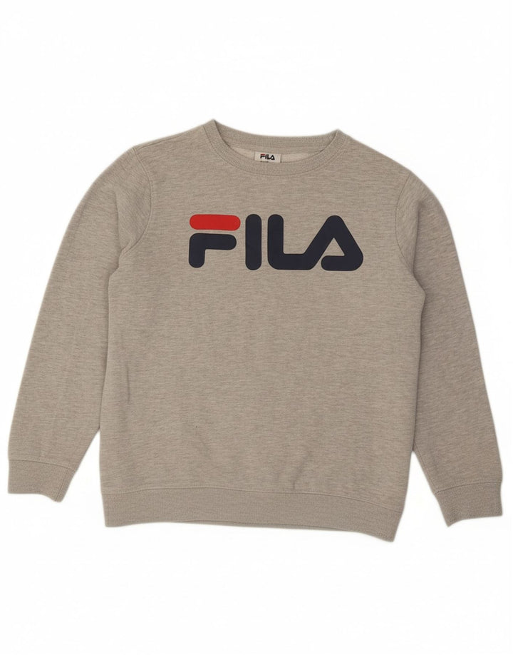 FILA Mens Graphic Moletom Jumper Pequeno Algodão Cinza