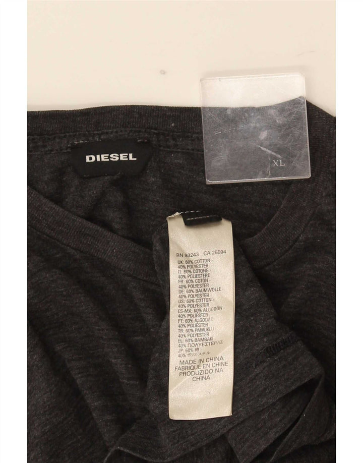 Camiseta masculina Diesel Top XL algodão manchado cinza