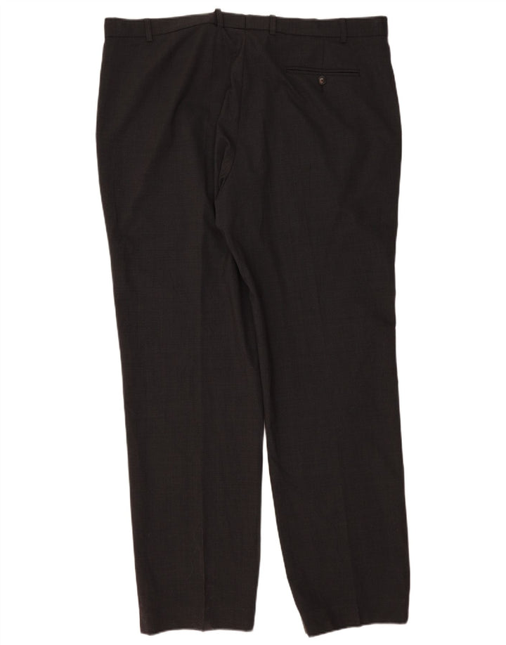 Calça masculina de ajuste regular Marks & Spencer W42 L33 lã cinza
