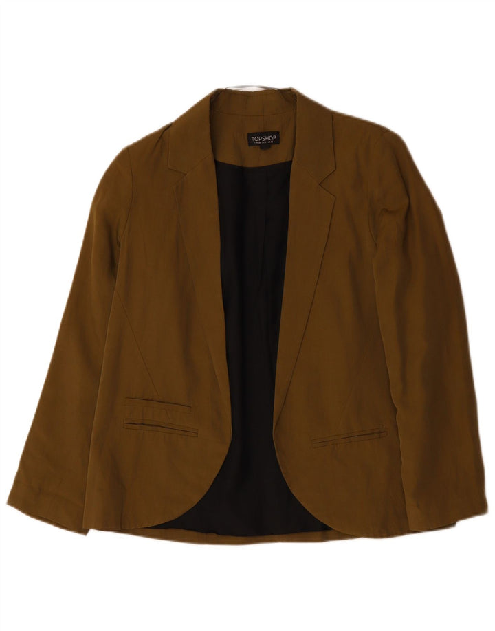 Jaqueta blazer aberta grande TOPSHOP feminina Reino Unido 10 pequena cáqui Lyocell