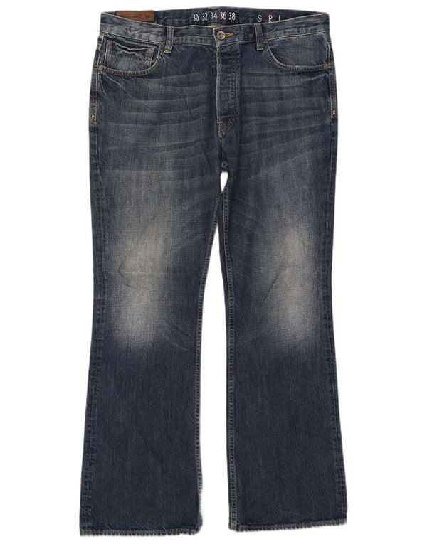 Fat Face Masculino Bootcut Jeans W36 L32 Azul Marinho Algodão