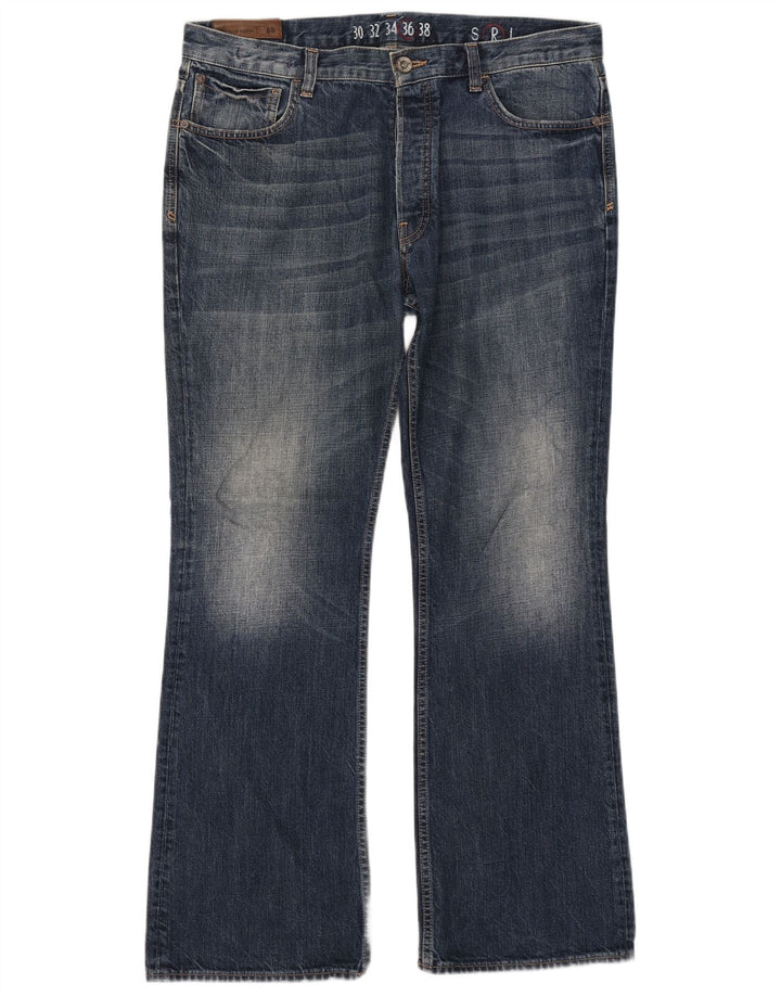 Fat Face Masculino Bootcut Jeans W36 L32 Azul Marinho Algodão