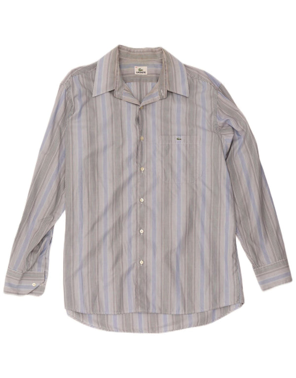 Camisa masculina Lacoste tamanho 44 XL algodão listrado azul