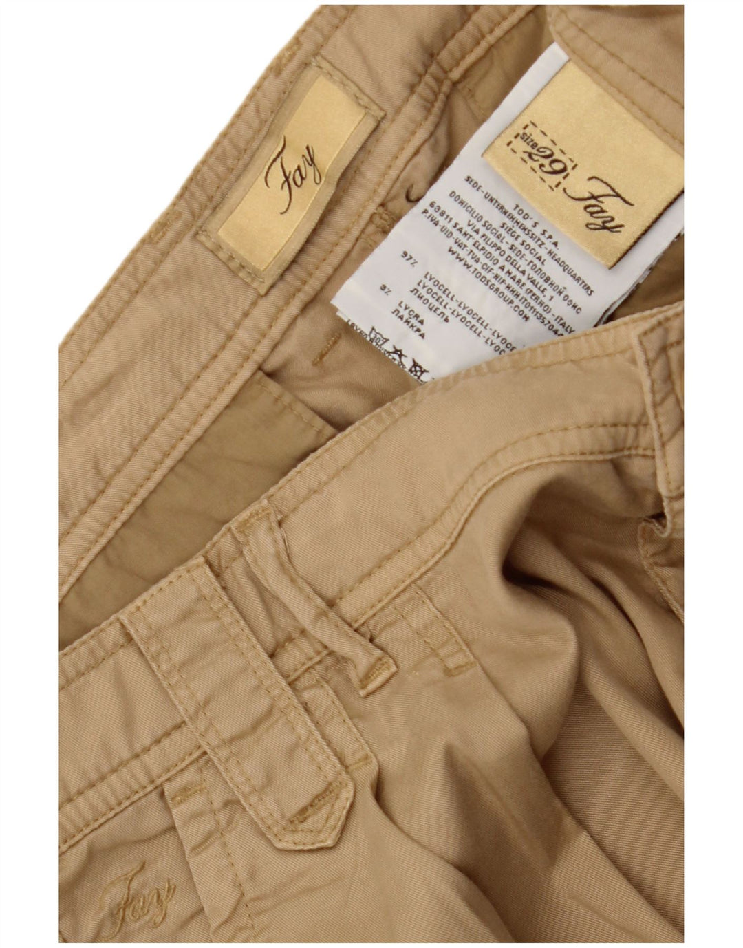 Shorts Chino Feminino FAY W29 Médio Bege Lyocell