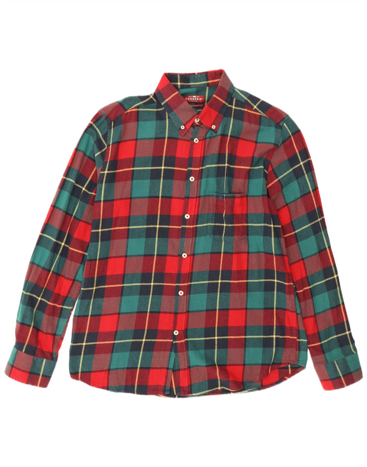 Camisa masculina Carrera grande xadrez multicolorida de algodão