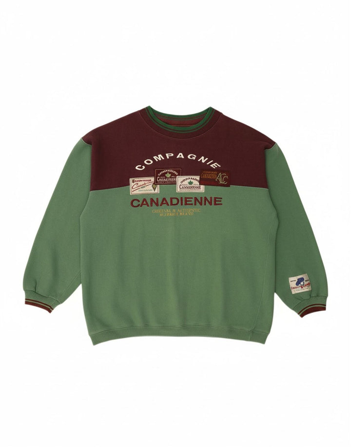 Suéter masculino COMPAGNIE CANADIENNE grande bloco colorido verde