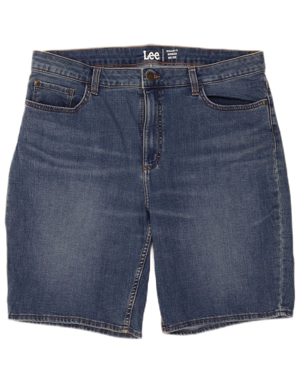 Lee Womens Mid Rise Regular Fit Bermuda Jeans Shorts EUA 18 2XL W36 Azul