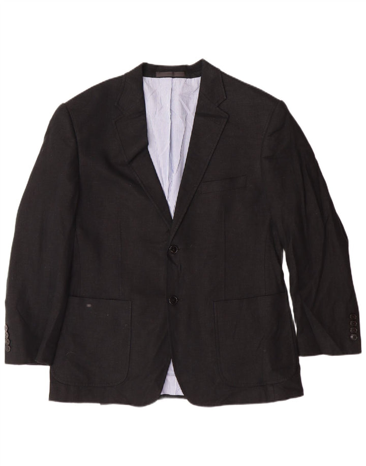Jaqueta blazer masculina de 2 botões MARKS & SPENCER Reino Unido 40 grande linho preto