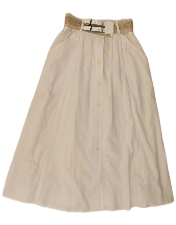 Saia larga feminina Gerry Weber EU 36 pequena W26 algodão branco