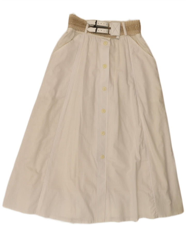 Saia larga feminina Gerry Weber EU 36 pequena W26 algodão branco