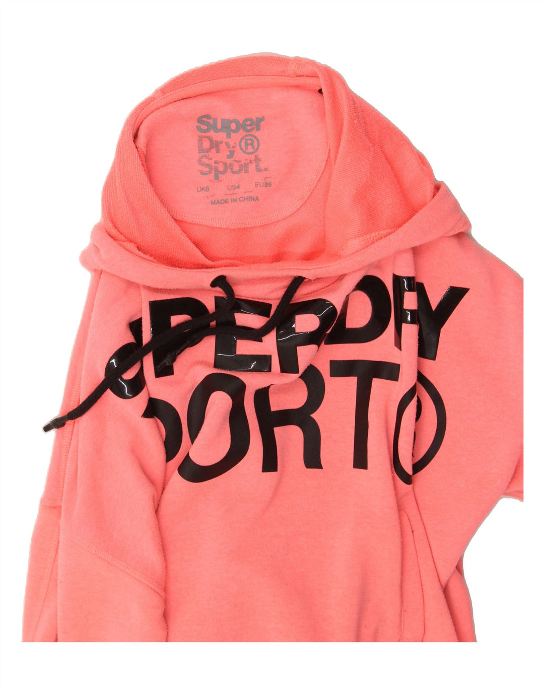SUPERDRY Womens Oversized Crop Graphic Hoodie Jumper UK 8 Small Pink Vintage Superdry and Second-Hand Superdry from Messina Hembry 