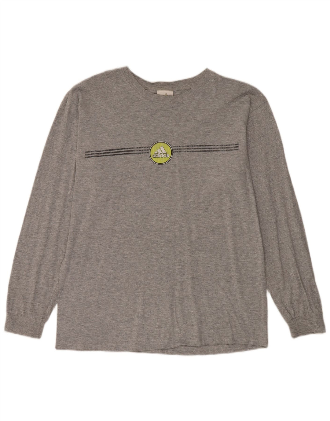 Adidas Mens Graphic Top Manga Longa Grande Algodão Cinza