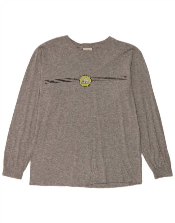 Adidas Mens Graphic Top Manga Longa Grande Algodão Cinza