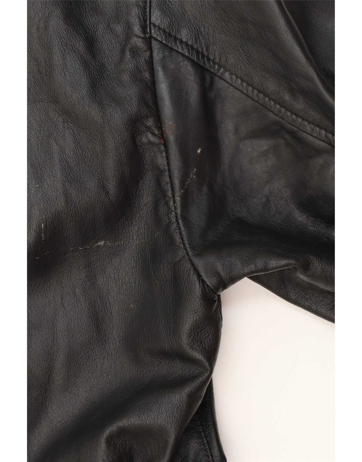 Casaco de couro feminino vintage UK 14 médio preto