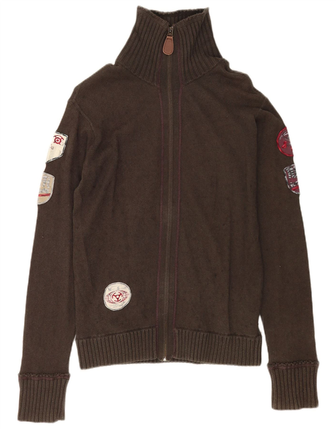 Suéter cardigan gráfico masculino Diesel grande algodão cáqui