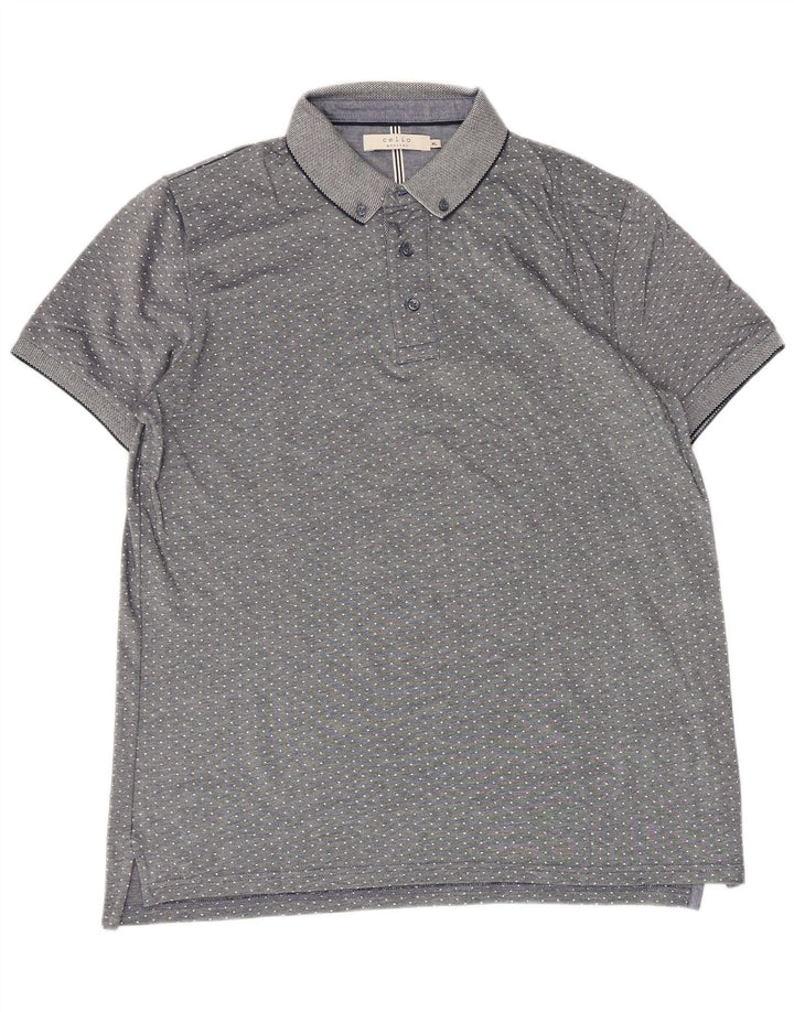 Camisa polo masculina CELIO XL cinza bolinhas algodão
