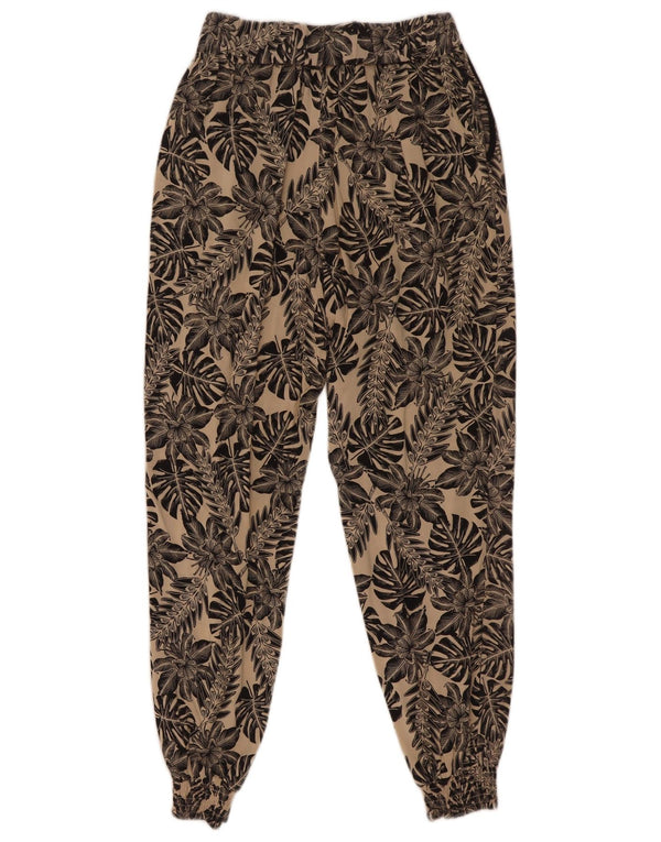 Calça jogger feminina Warehouse casual UK 8 pequena W24 L26 bege floral