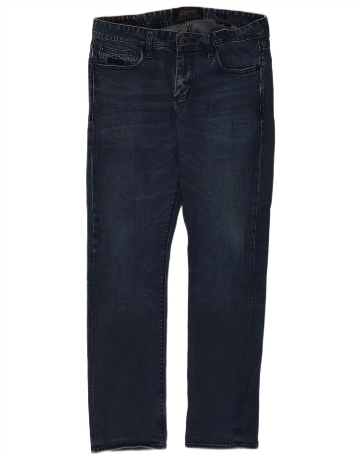 Superdry Mens Slim Jeans W34 L32 Azul Marinho Algodão