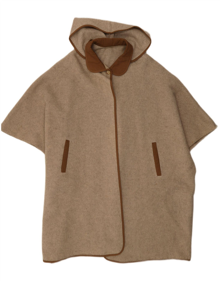 Casaco poncho feminino vintage com capuz tamanho único bege colorblock