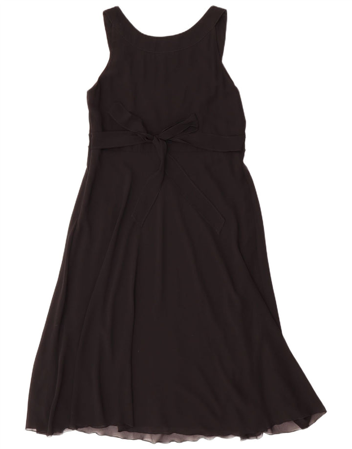 Vestido feminino Debenhams sem mangas evasê UK 14 poliéster preto médio