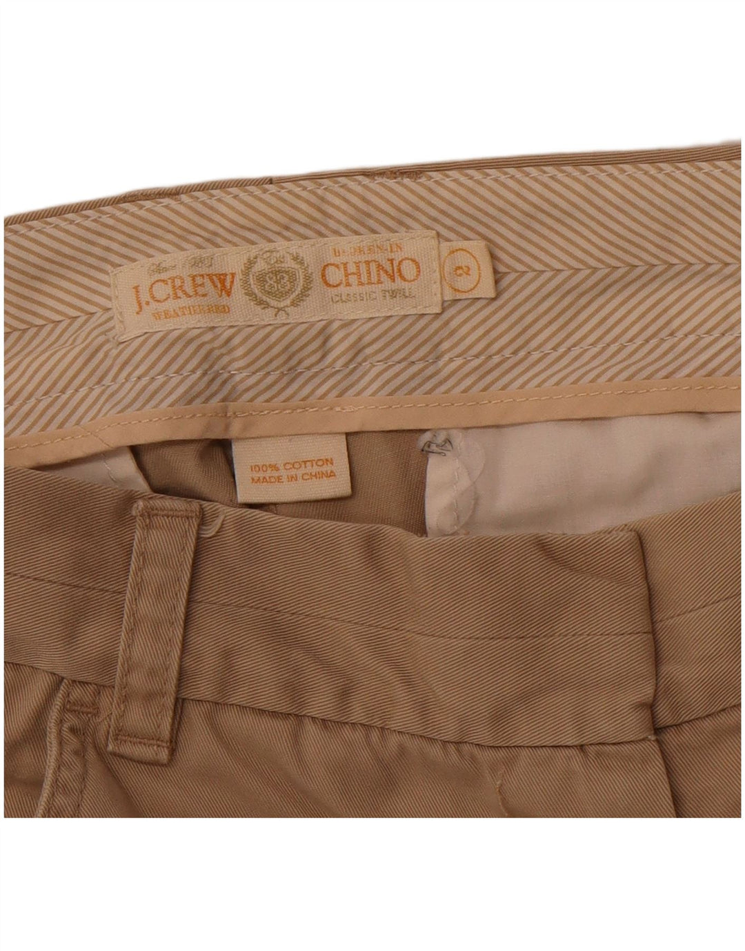J. CREW Shorts Chino Feminino US 2 XS W30 Algodão Marrom