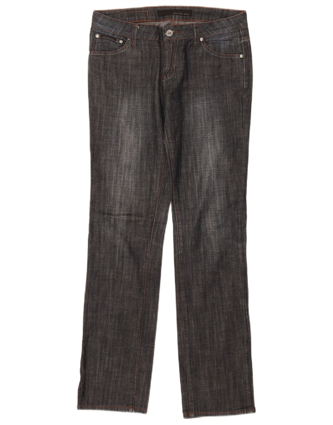 Calça jeans feminina Calvin Klein cintura baixa reta W31 L31 azul marinho