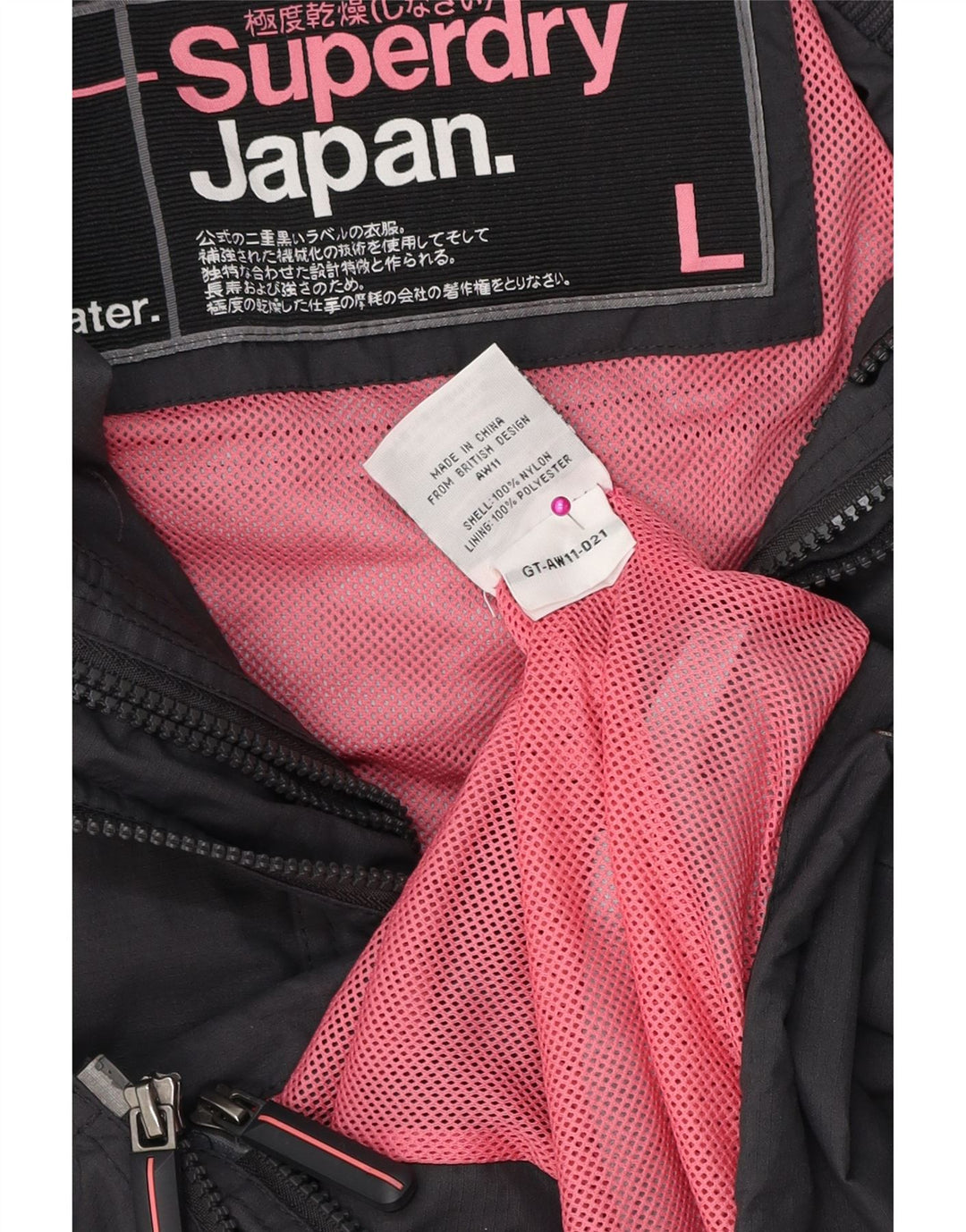 Jaqueta de chuva feminina SUPERDRY UK 16 poliéster cinza grande