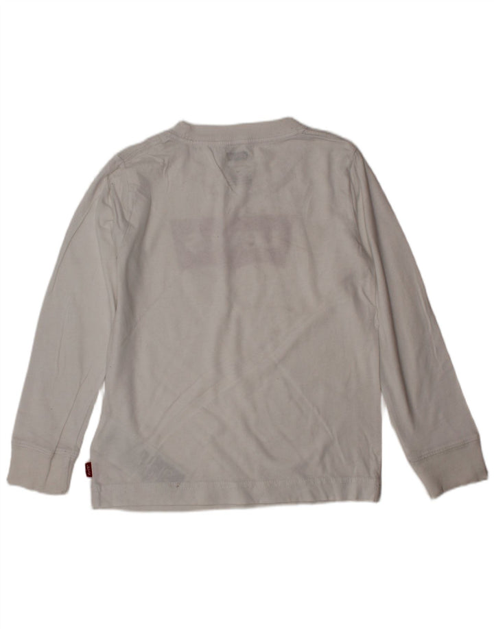 LEVI'S Boys Graphic Top manga comprida 3-4 anos algodão branco
