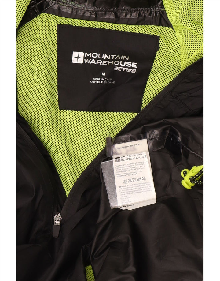 Jaqueta de chuva masculina com capuz Mountain Warehouse UK 38 poliéster preto médio