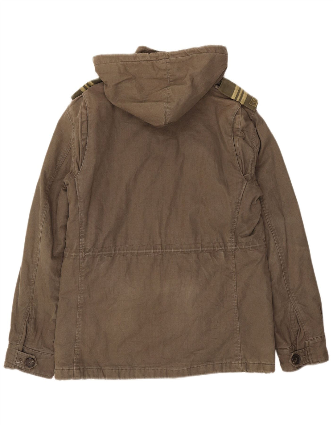 Jaqueta militar masculina com capuz Levi's UK 38 algodão cáqui médio