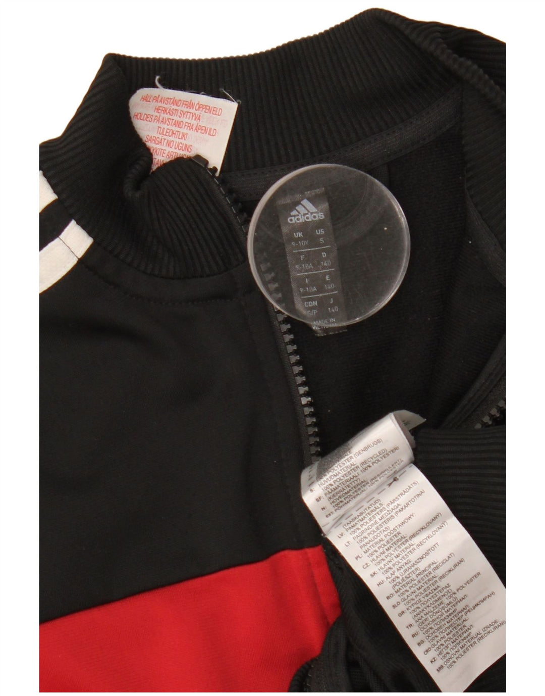 ADIDAS Meninos Treino Top Jaqueta 9-10 Anos Preto Colorblock Poliéster