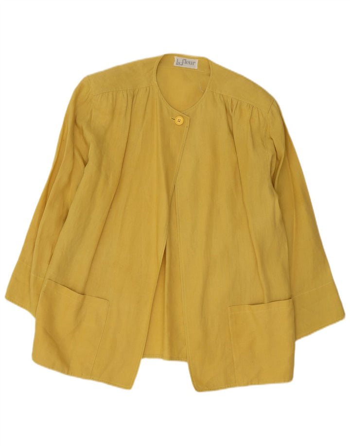 Jaqueta blazer vintage feminina com 1 botão Reino Unido 16 grande amarelo