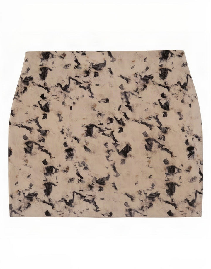 Zara mini saia feminina com padrão abstrato grande W30 bege