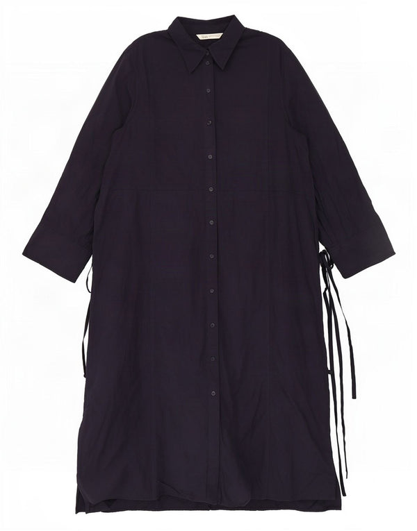 Vestido camisa feminino Zara manga 3/4 Reino Unido 18 XL azul marinho algodão