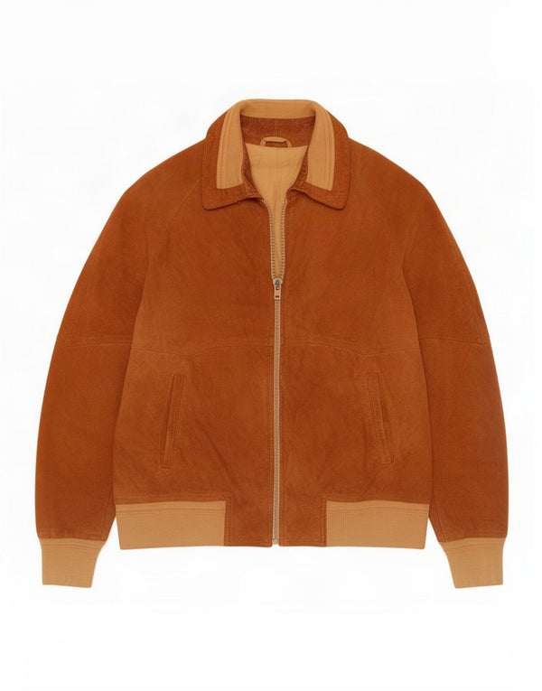 Jaqueta bomber masculina vintage de camurça IT 52 XL marrom colorblock