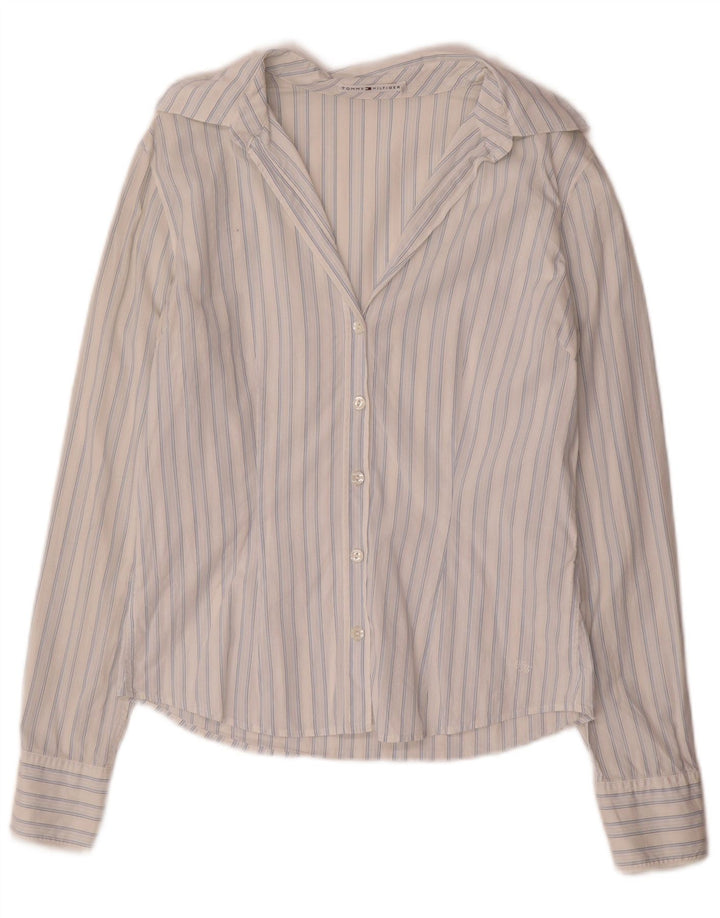 Camisa feminina Tommy Hilfiger EUA 6 algodão listrado branco médio