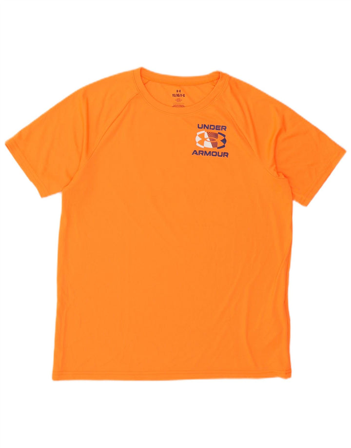 Camiseta gráfica Under Armour Boys 11-12 anos grande poliéster laranja