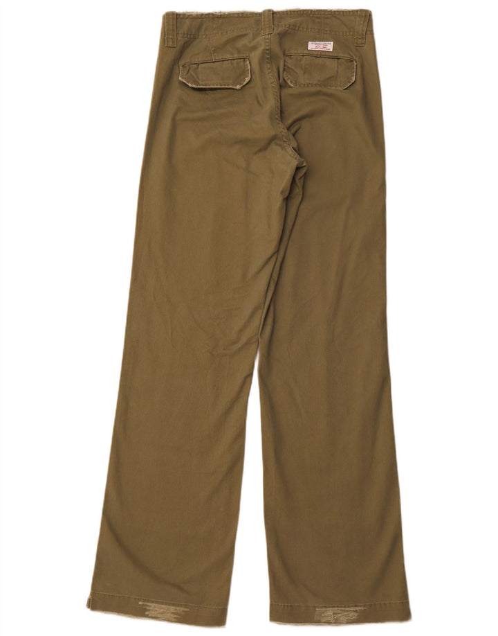 Calça chino feminina GUESS desgastada com bootcut W29 L33 algodão verde